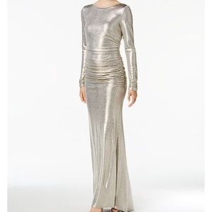 Vince Camuto Ruched Metallic V-back Dress